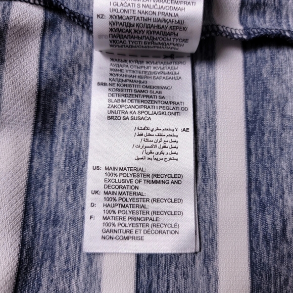 Adidas Collegiate Navy & White Striped Performance Golf Polo Shirt L - Picture 5 of 7